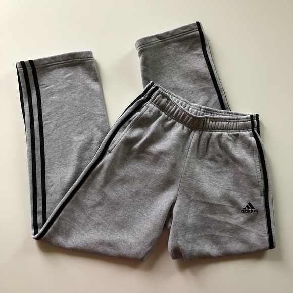Men’s Gray 3 Stripe Adidas Sweatpants - Picture 2 of 6